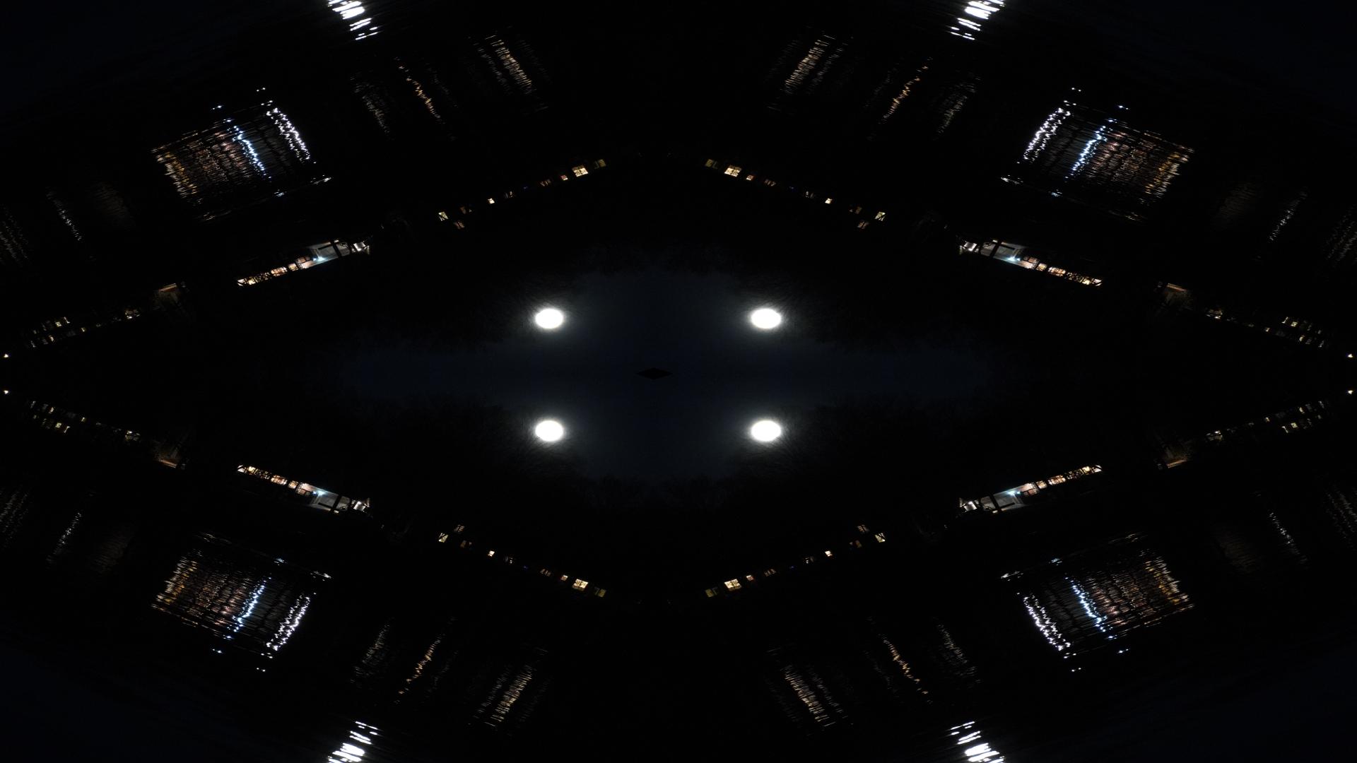 Old Hickory Lake TN moon reflection Quadroscopic art